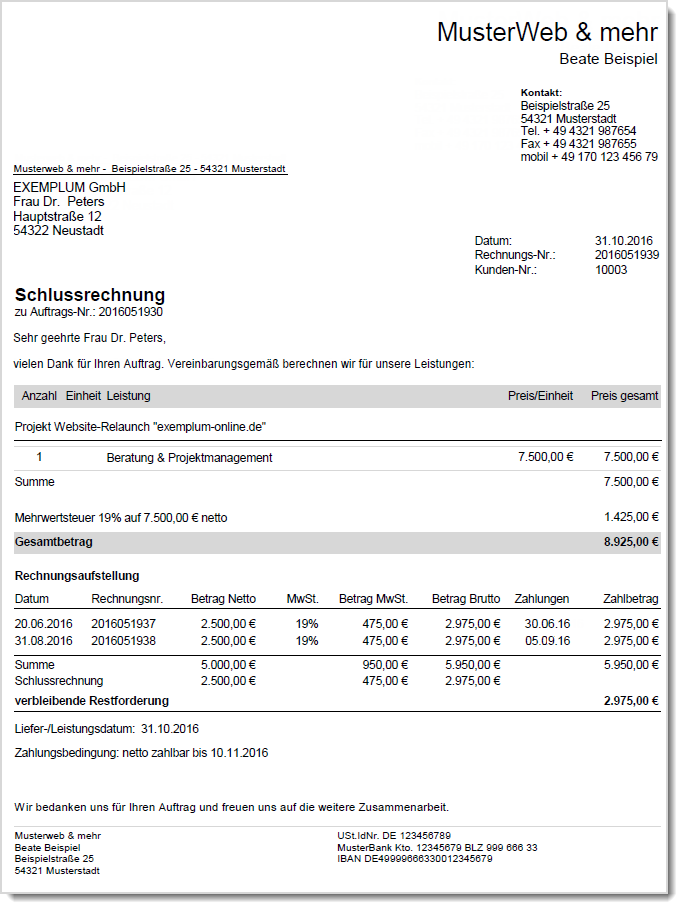 Rechnung Schweiz Umsatzsteuer